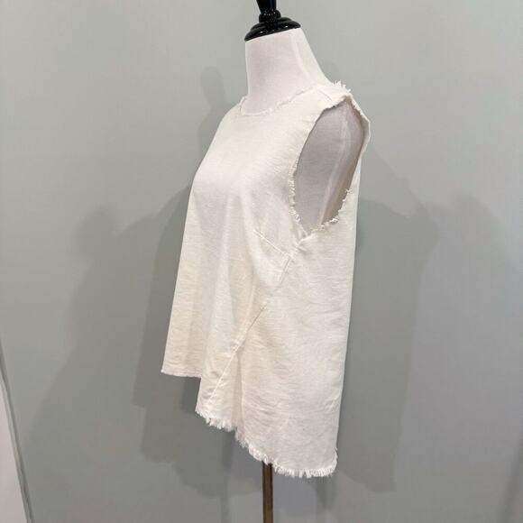 Parker Smith Top Women’s Small Ivory Tencel Linen Sleeveless Blouse USA Made - Picture 2 of 12